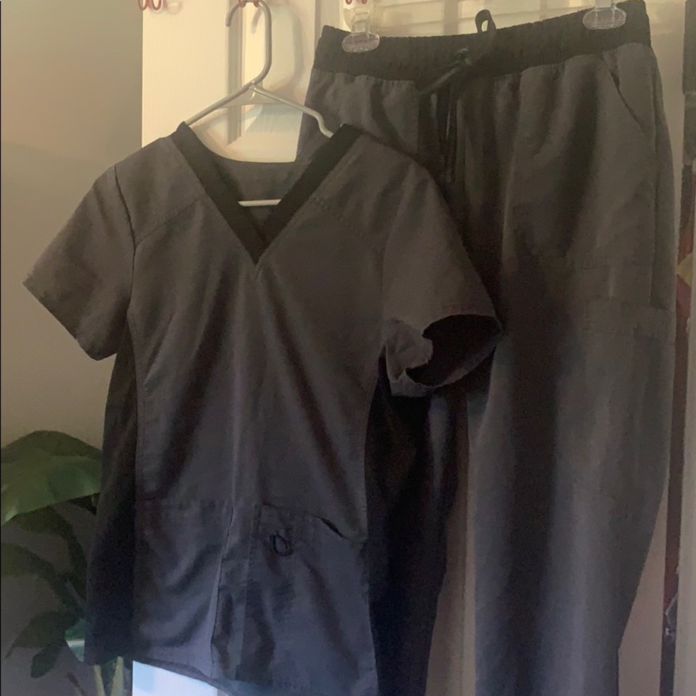 Grey and black scrub set